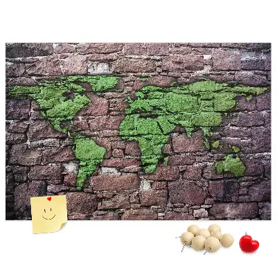 Tableau de liège Carte du monde sur le mur