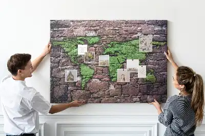 Tableau de liège Carte du monde sur le mur