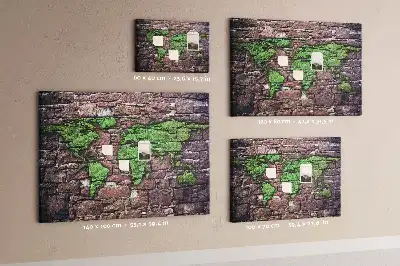 Tableau de liège Carte du monde sur le mur