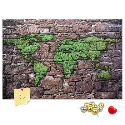 Tableau de liège Carte du monde sur le mur