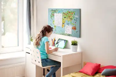 Tableau d’affichage en liège Continents avec la faune du globe
