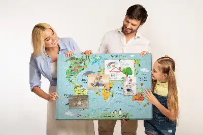 Tableau d’affichage en liège Continents avec la faune du globe