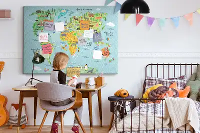 Tableau d’affichage en liège Continents avec la faune du globe