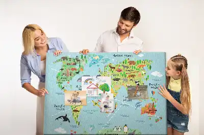 Tableau d’affichage en liège Continents avec la faune du globe