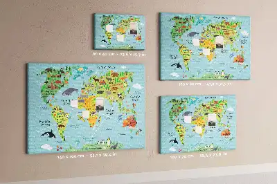 Tableau d’affichage en liège Continents avec la faune du globe