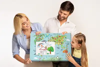 Tableau d’affichage en liège Continents avec la faune du globe