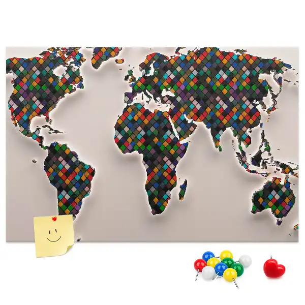 Tableau de liège Carte artistique des continents