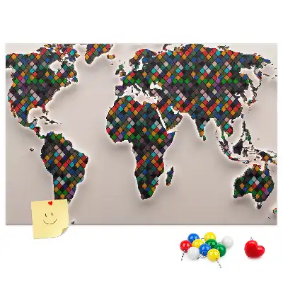 Tableau de liège Carte artistique des continents