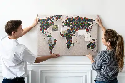 Tableau de liège Carte artistique des continents