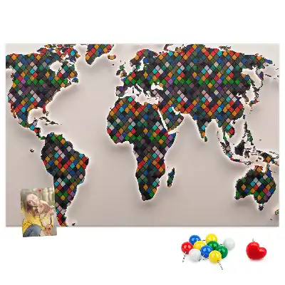 Tableau de liège Carte artistique des continents