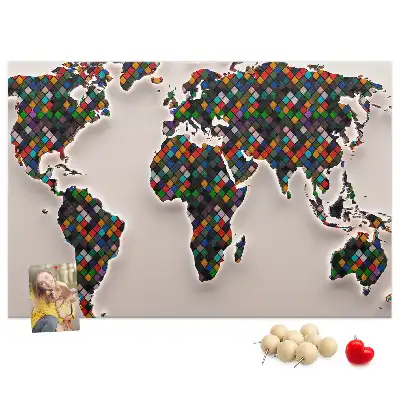 Tableau de liège Carte artistique des continents