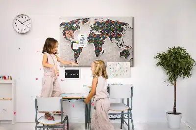 Tableau de liège Carte artistique des continents
