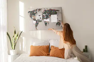 Tableau de liège Carte artistique des continents