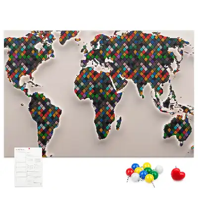 Tableau de liège Carte artistique des continents