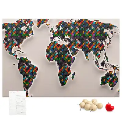 Tableau de liège Carte artistique des continents