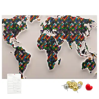 Tableau de liège Carte artistique des continents