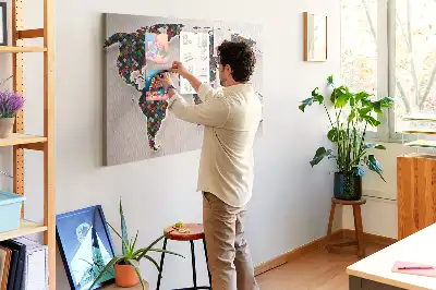 Tableau de liège Carte artistique des continents