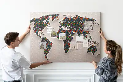 Tableau de liège Carte artistique des continents