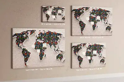 Tableau de liège Carte artistique des continents