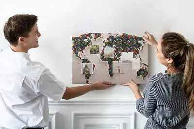 Tableau de liège Carte artistique des continents