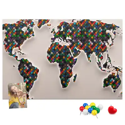 Tableau de liège Carte artistique des continents