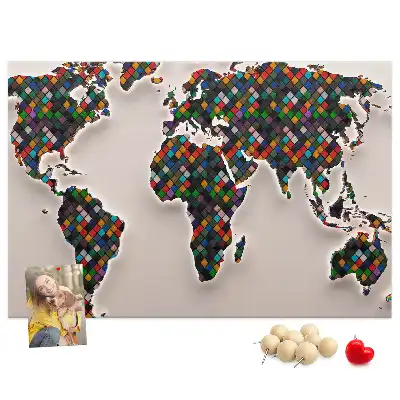 Tableau de liège Carte artistique des continents