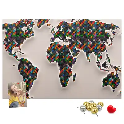 Tableau de liège Carte artistique des continents