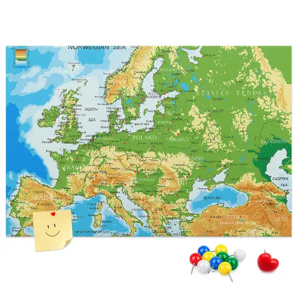 Tableau en liège déco Géographie Carte du Monde
