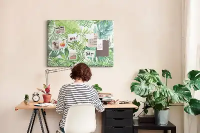 Tableau en liège déco Feuilles des tropiques composition végétale