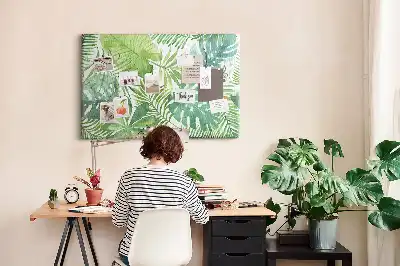 Tableau en liège déco Feuilles des tropiques composition végétale