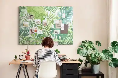 Tableau en liège déco Feuilles des tropiques composition végétale
