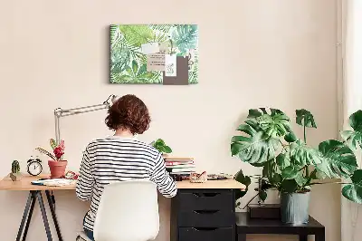 Tableau en liège déco Feuilles des tropiques composition végétale