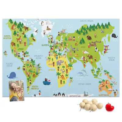 Tableau de liège Carte du monde Cultures