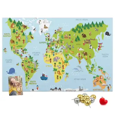 Tableau de liège Carte du monde Cultures