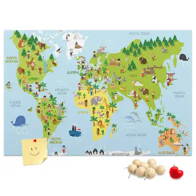 Tableau de liège Carte du monde Cultures