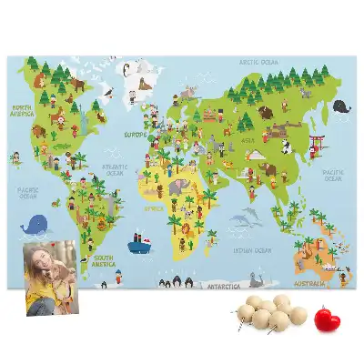 Tableau de liège Carte du monde Cultures