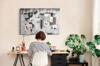 Tableau en liège déco Carte du Monde sur bois