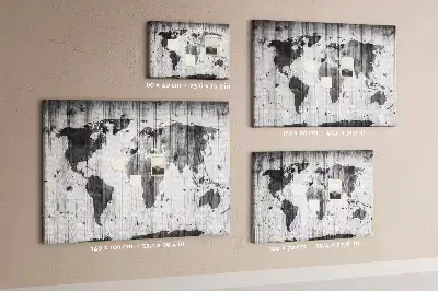 Tableau en liège déco Carte du Monde sur bois