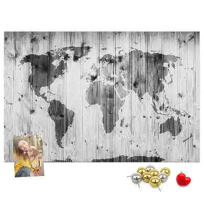 Tableau en liège déco Carte du Monde sur bois