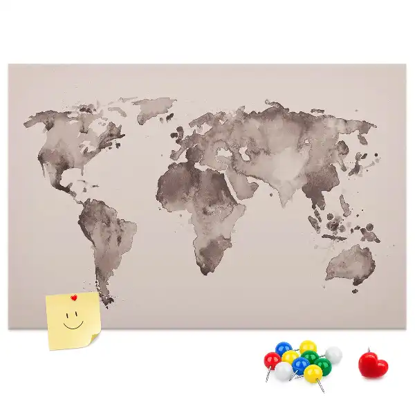 Tableau en liège déco Le monde peint à l'aquarelle