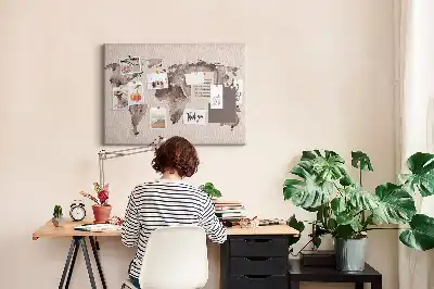 Tableau en liège déco Le monde peint à l'aquarelle
