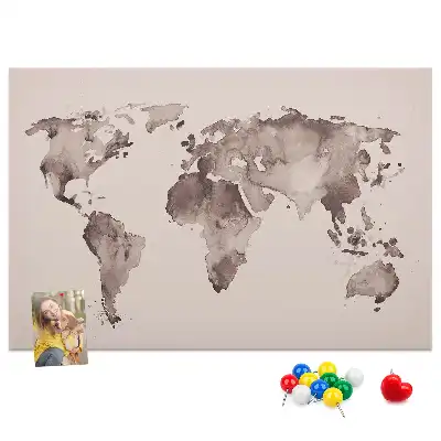 Tableau en liège déco Le monde peint à l'aquarelle