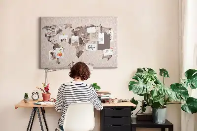 Tableau en liège déco Le monde peint à l'aquarelle