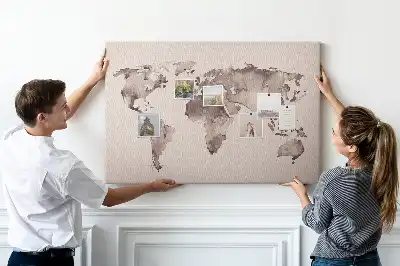 Tableau en liège déco Le monde peint à l'aquarelle