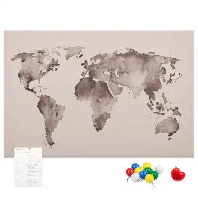 Tableau en liège déco Le monde peint à l'aquarelle