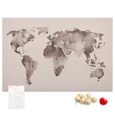 Tableau en liège déco Le monde peint à l'aquarelle