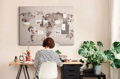 Tableau en liège déco Le monde peint à l'aquarelle