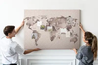 Tableau en liège déco Le monde peint à l'aquarelle