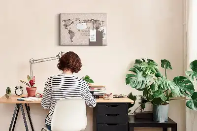 Tableau en liège déco Le monde peint à l'aquarelle