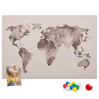Tableau en liège déco Le monde peint à l'aquarelle